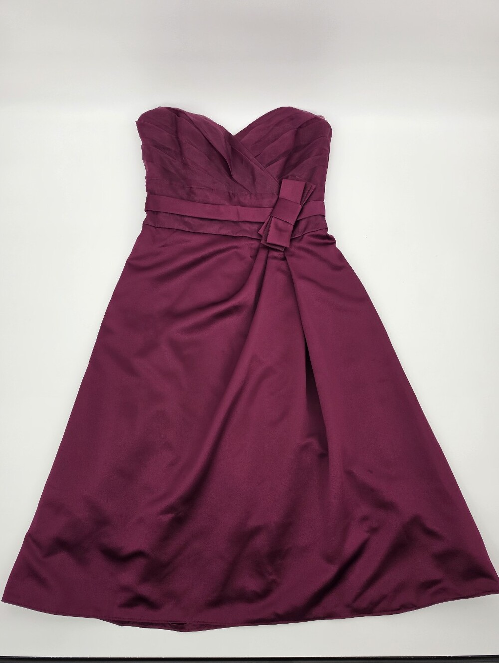 David's Bridal Strapless Bridesmaid Dress Size 6 Fuchsia Bow Formal